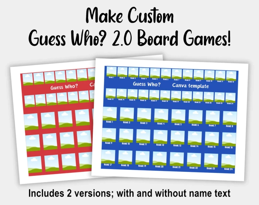 Guess Who Canva Templates, Make Your Own Custom Printable 2.0 Game Boards using Canva, a free online graphic design platform - Etsy France