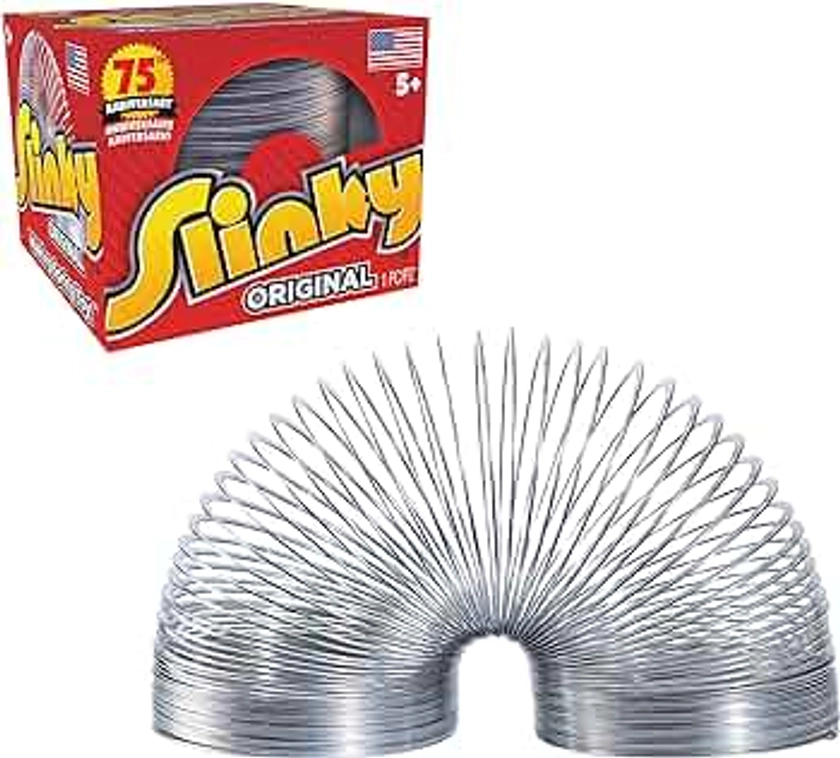 Just Play The Original Slinky Walking Spring Toy, Basket Stuffers, Metal Slinky, Fidget Toys, Party Favors and Gifts, Kids Toys for Ages 5 Up, Small Gifts