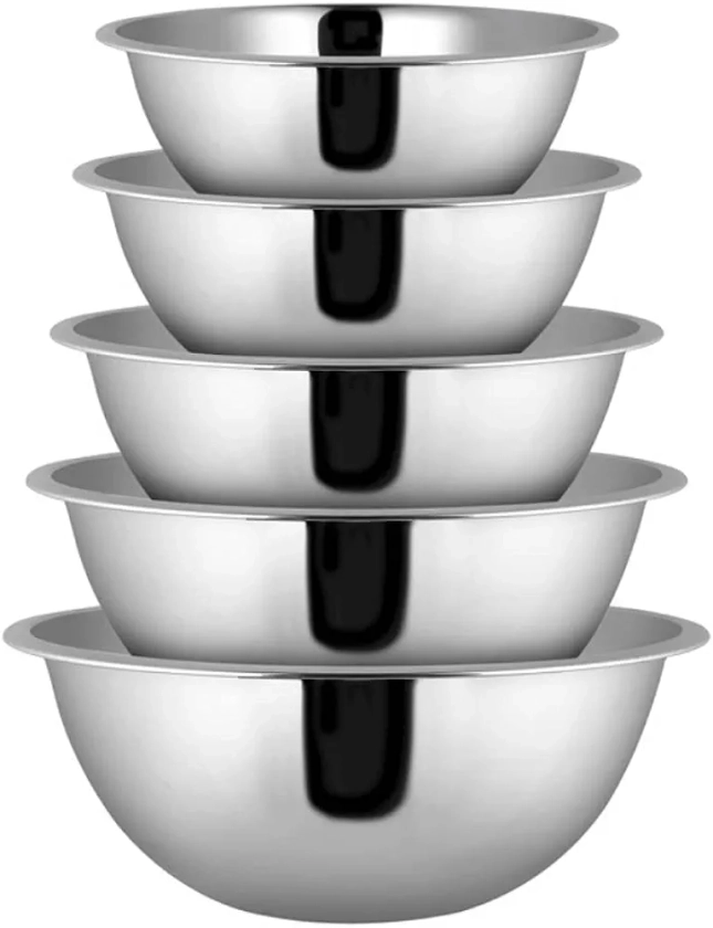 Conjunto 05 Bowls Tigelas em Aço Inoxidável Prata Cozinha Completa Funcional Multiuso | Amazon.com.br