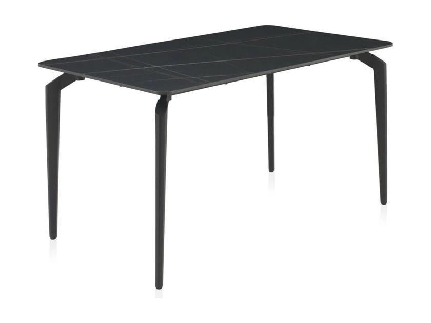 Table en céramique noire avec pieds en métal noir 140x81