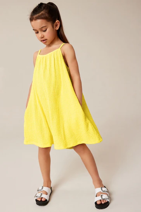 Yellow Crinkle Texture Playsuit (3-16yrs)