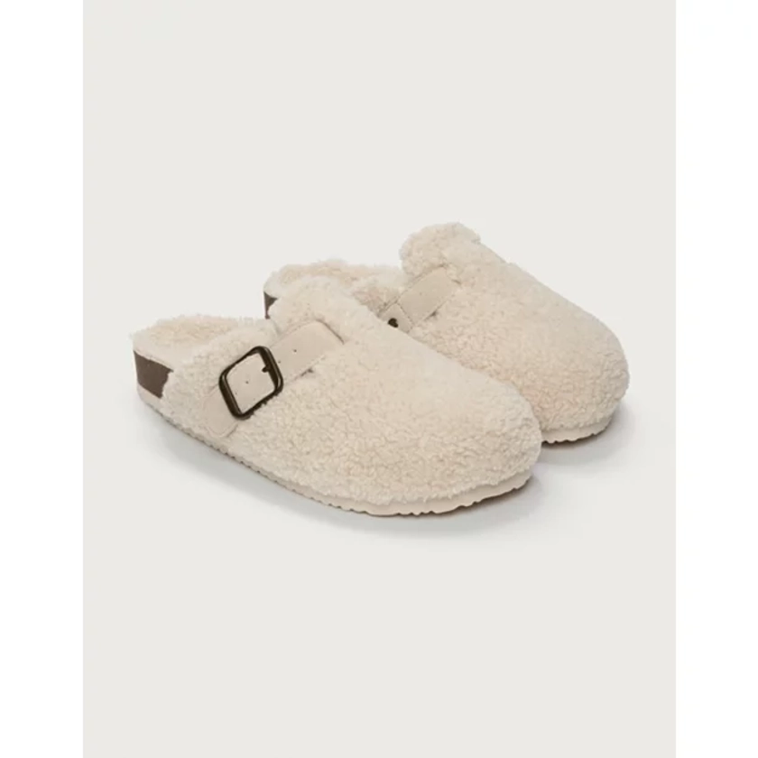 Borg Corkbed Mule Slippers | New In Nightwear | The White Company