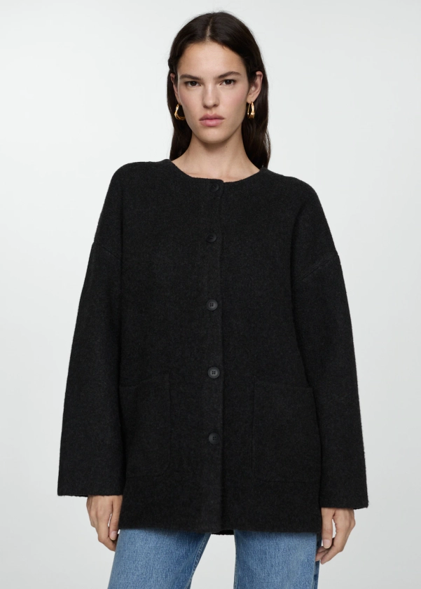 Detachable knitted scarf coat - Women | MANGO USA