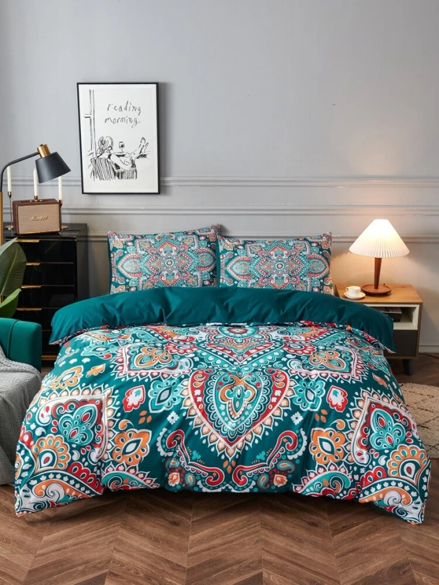 Graphic Print Duvet Cover Set Without Filler