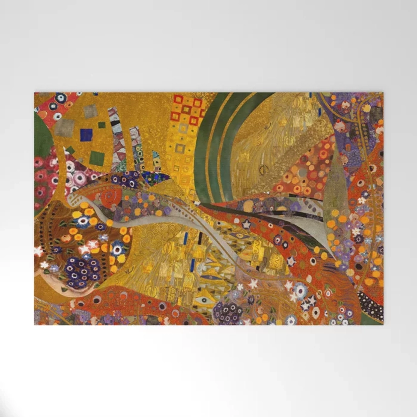 Klimt Flower Collage Welcome Mat by mdurand
