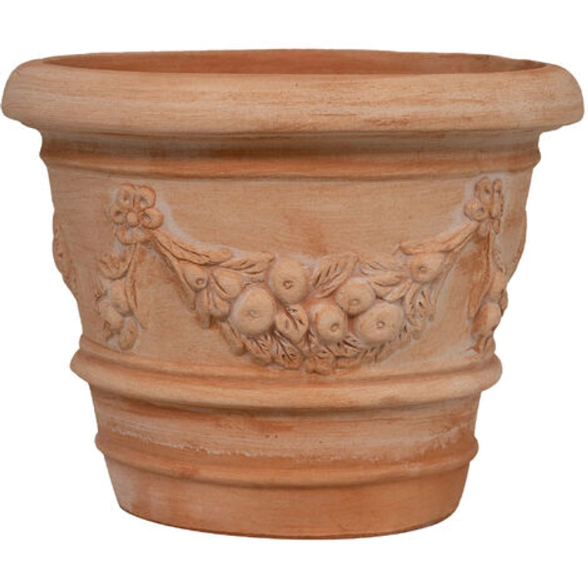 Festooned terracotta Vase 40X30 cm Handmade garden vase Anti-frost decorative balcony flower pot Plant pot Made in Italy