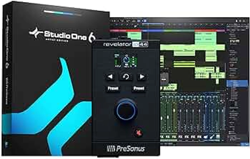 PreSonus Revelator io44 USB-C Audio Interface for music production and streaming with built-in mixer and easy-to-use effects presets plus Studio One DAW Recording Software