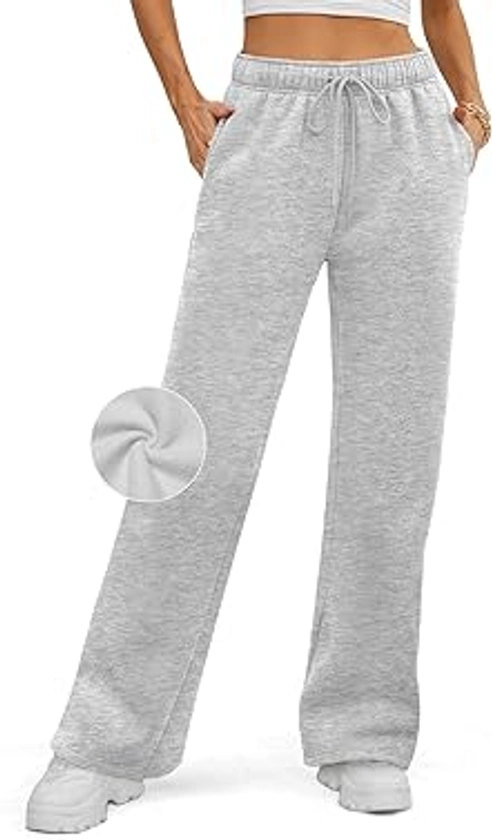 ATHMILE Womens Sweatpants 2024 Baggy Wide Fleece Lined Straight Leg Pants