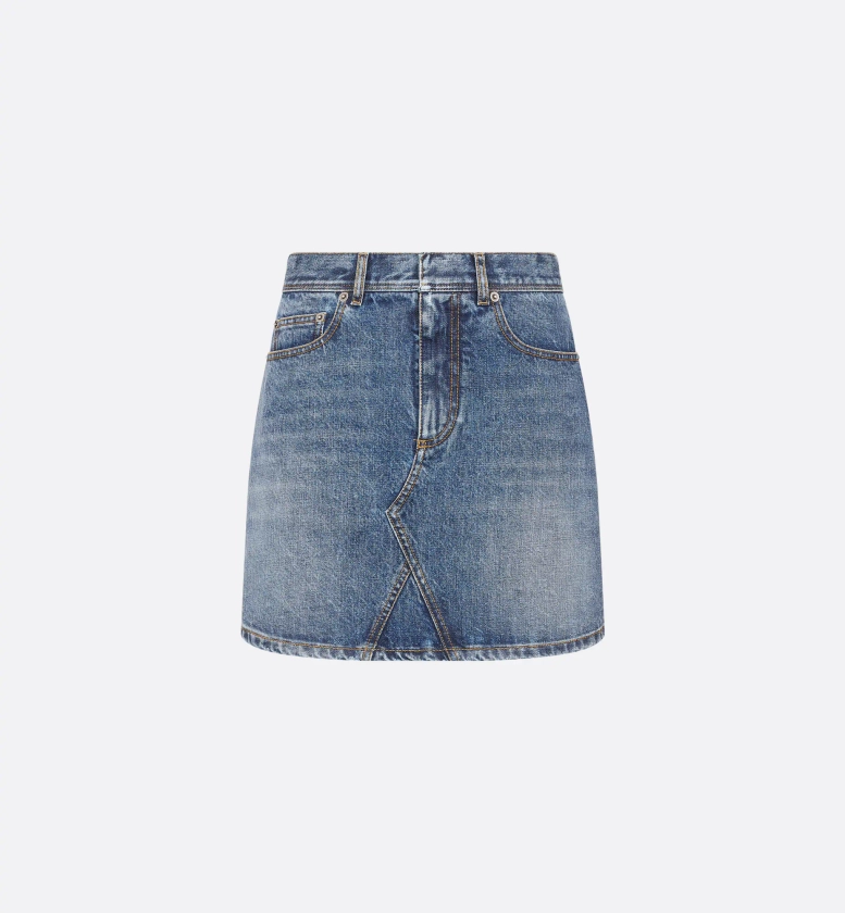 Flared Miniskirt Blue Stonewashed Cotton Denim | DIOR
