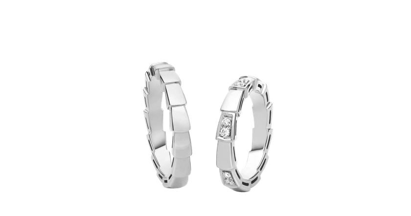 Serpenti Viper White Gold Couples' Rings With Diamonds | Bulgari