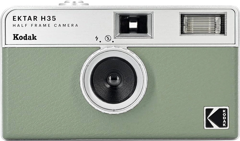 KODAK EKTAR H35 Caméra de Film Demi-Format 35 mm, réutilisable, sans Mise au Point, léger, Facile à Utiliser (Vert Sauge) (Film et Pile AAA Non Incluse)