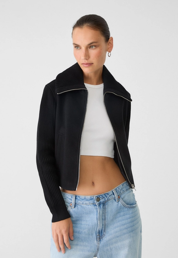 Blouson soft maille contrastante - Mode femme | Stradivarius France