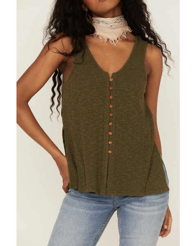 Product Name: Cleo + Wolf Women's Olive Relaxed Button Front Slub Tank