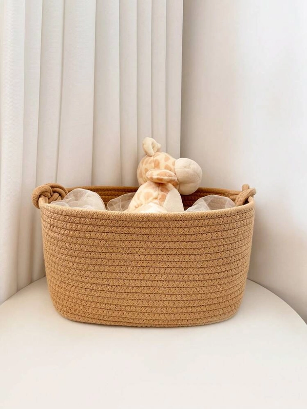 1pc Rope Woven Storage Basket For Baby Toys & Miscellaneous Items Organization