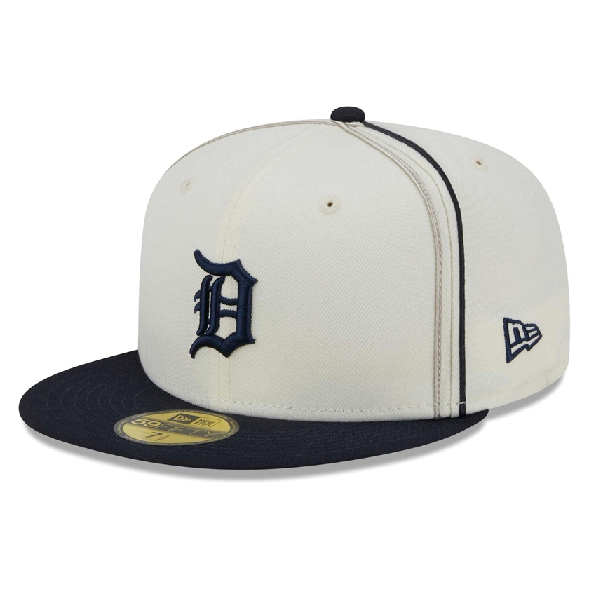 Men's Detroit Tigers New Era Cream/Navy Chrome Sutash 59FIFTY Fitted Hat