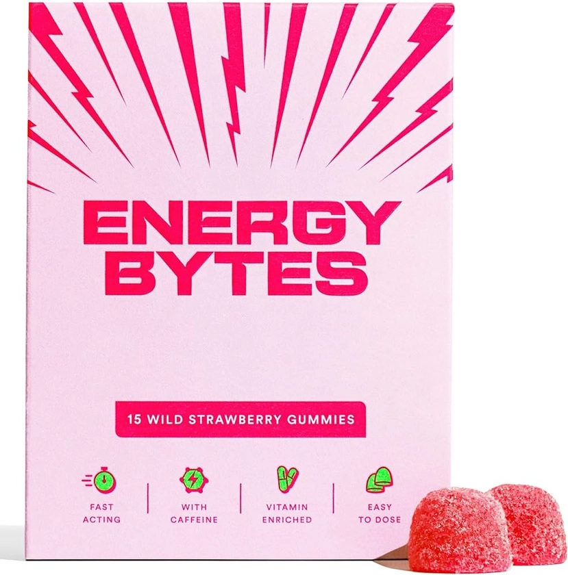 Energy Bytes - Caffeine Powered Gummies - Your Natural Alternative to Energy Drinks, Running Gels, Caffeine Pills & Energy Chews - Vegan - Strawberry Flavour (15 Count) : Amazon.co.uk: Health & Personal Care
