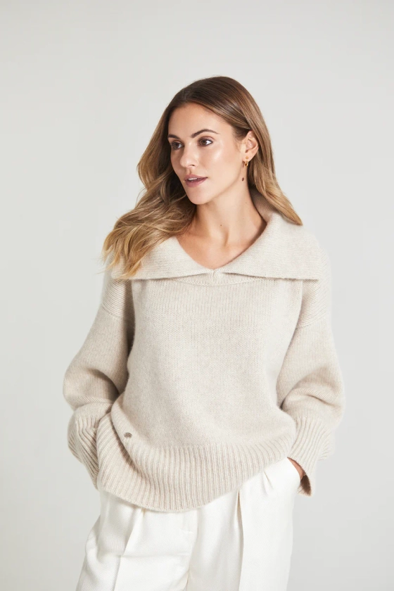 The Chunky Knit Collar Sweater in Oatmeal