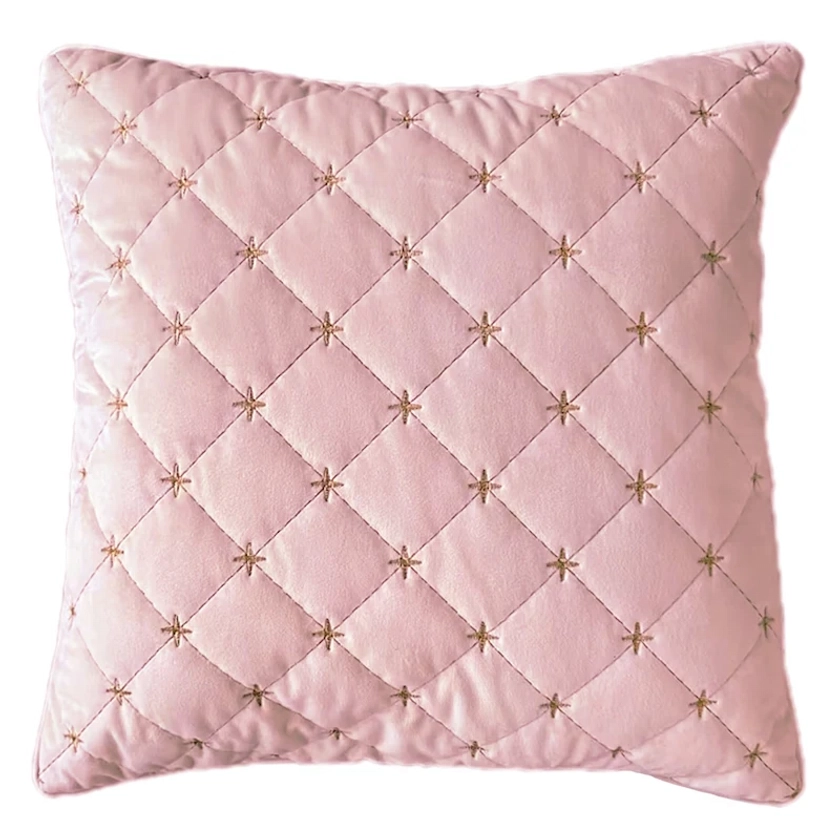 Providence Pink Quilted Throw Pillow, 18"