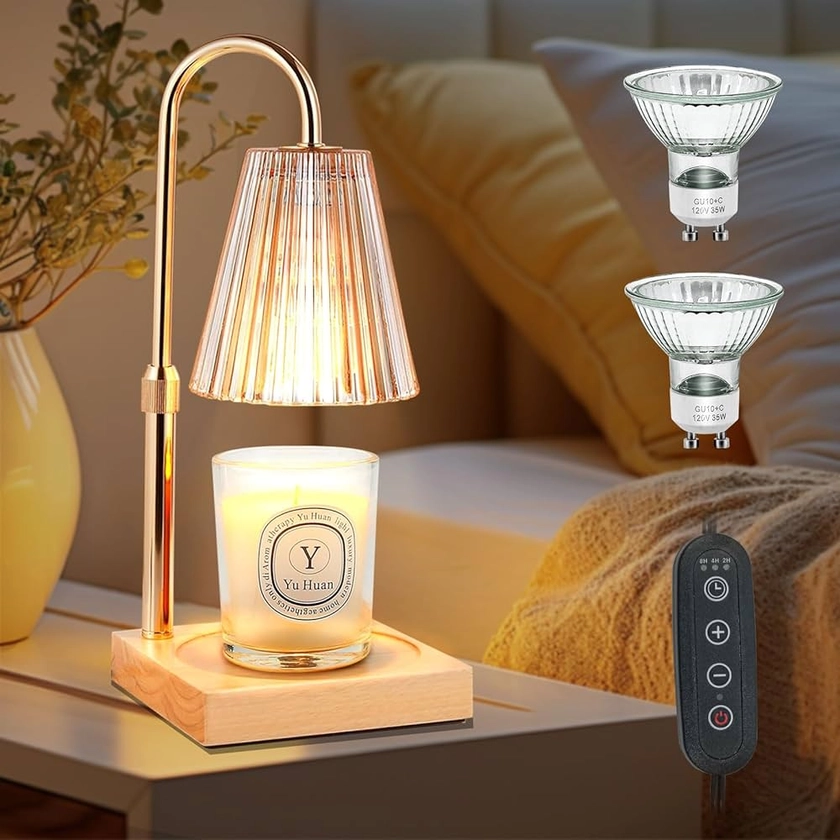 Candle Warmer Lamp,Electric Candle heater with Dimmer for Jar Candles, Adjustable Height Home Fragrance Lamps Gifts for Mom Home Decor with 2 Bulbs : Amazon.co.uk: Home & Kitchen