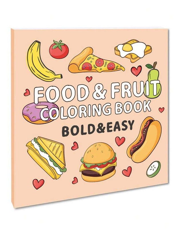 1pc Creative Coloring Book With 40 Pages Of Food & Fruit Cartoons, Ideal As Birthday Or Festival Gift