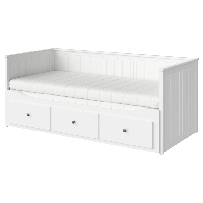 HEMNES daybed with 3 drawers/2 mattresses, white/Åsvang medium firm, Twin - IKEA