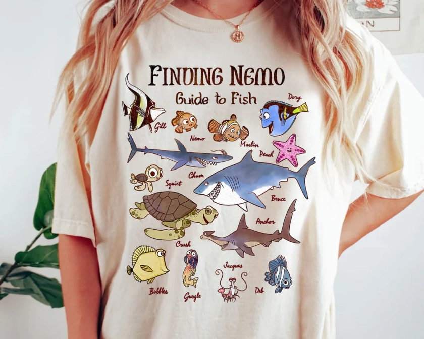 Disney Pixar Finding Nemo Squad Fish Guide Graphic Shirt, Magic Kingdom Holiday Unisex T-shirt Family Birthday Gift Adult Kid Toddler Tee