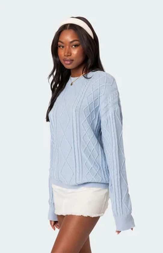 Edikted Jessy Cable Knit Oversized Sweater | PacSun