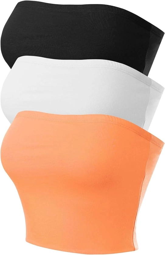 MixMatchy Women's Basic Casual Strapless Tube Top Packs