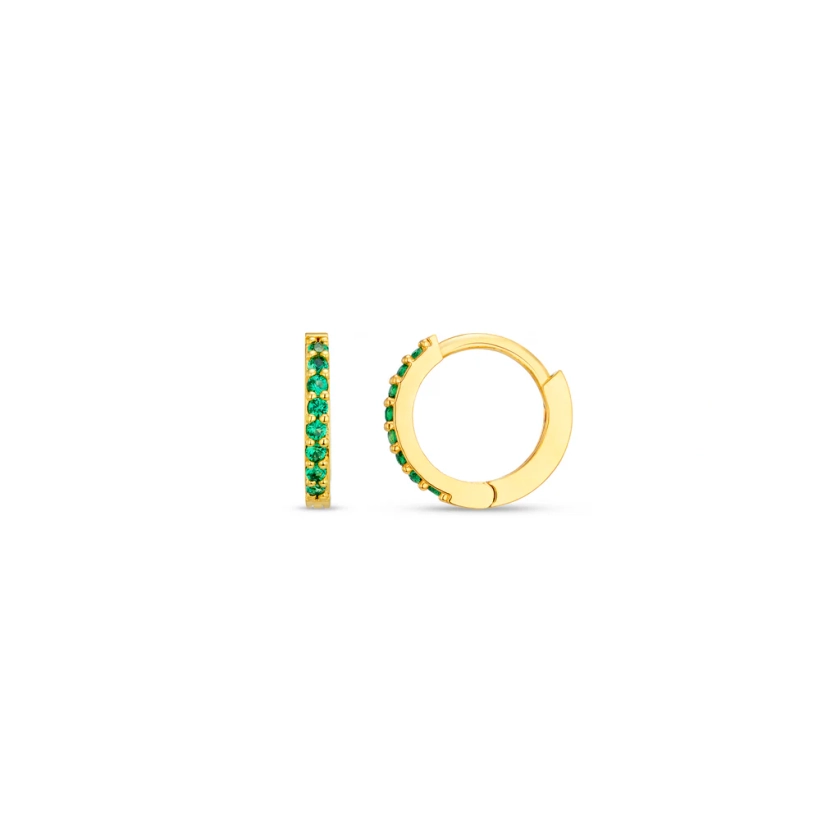 Emerald Mini Micro Pave Hoop Earrings