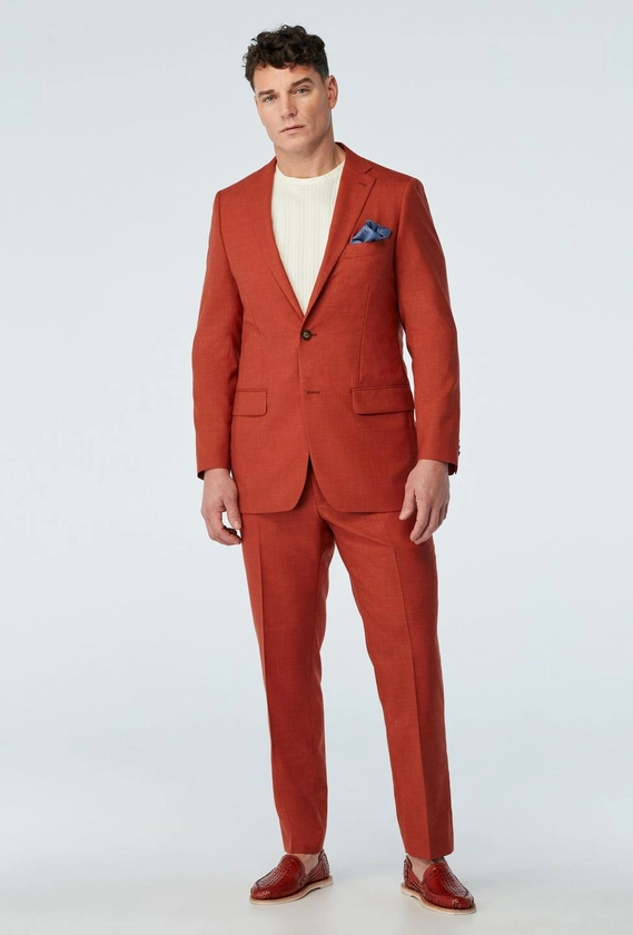 Men's Custom Suits - Stockport Wool Linen Rust Suit | INDOCHINO
