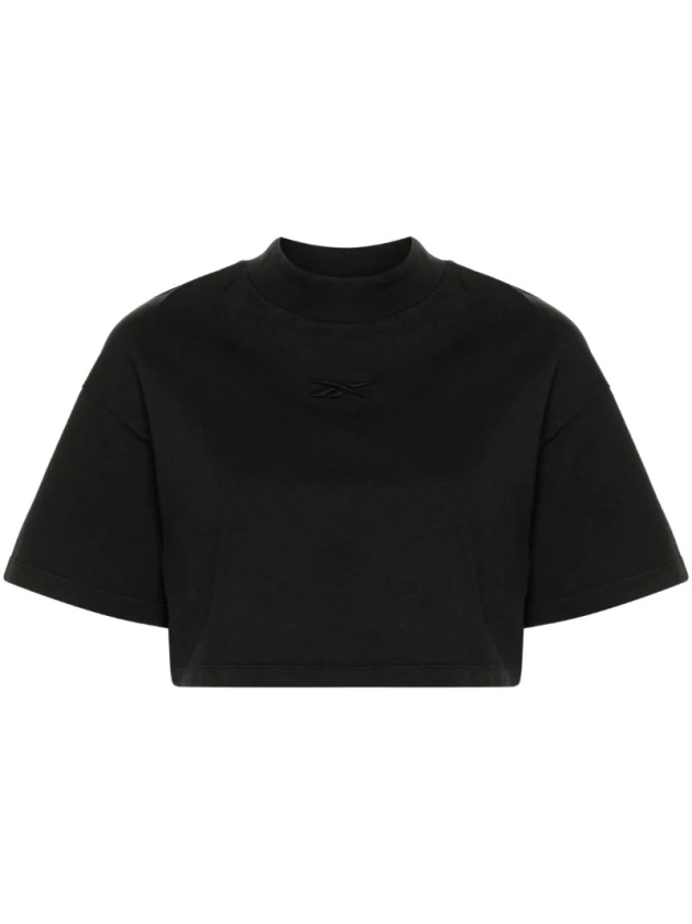 black cotton cropped T-shirt