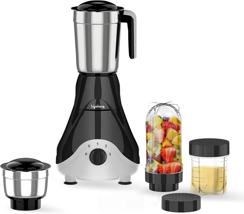 Buy Lifelong Mixer Grinder for Kitchen - 4 Jars 500 Watt Mixie - 2 Nutri bullet Jars for Smoothie & Blending, Chutney Jar & Liquidizing Jar used as Wet Grinder & Blender - Stainless Steel Blades (LLMG39) Online at Low Prices in India - Amazon.in