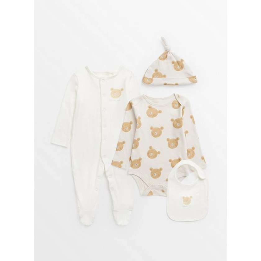 Buy Cream Bear Print 4 Piece Starter Set 3-6 months | Sleepsuits and pyjamas | Tu