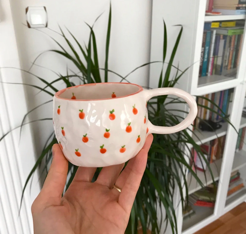 Handmade Ceramic Mug, Orange Ceramic Mug, Ceramic Coffee Cup