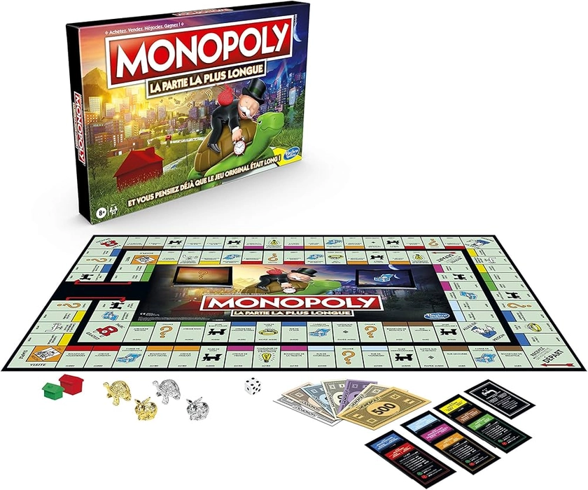 Monopoly La Partie La Plus Longue - Jeu de Societe - Jeu de Plateau - Version Française