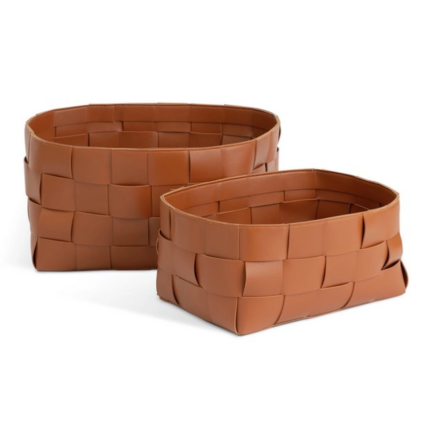 Buy Habitat Recycled Faux Leather Set of 2 Baskets - Brown | Decorative storage boxes | Argos