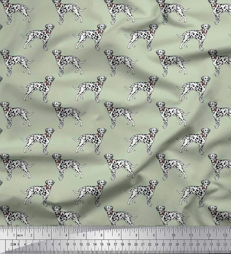 Soimoi Silk Fabric Dalmatian Dog Print Sewing Fabric Meter 42 Inch Wide : Amazon.in: Home & Kitchen