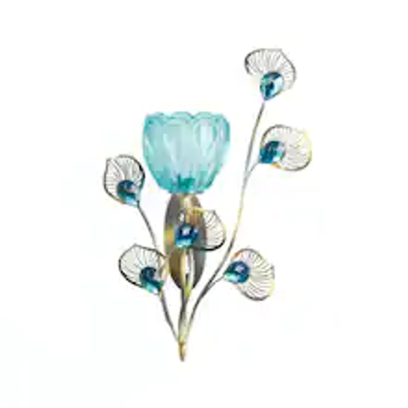 11'' Peacock Blossom Single Candle Wall Sconce