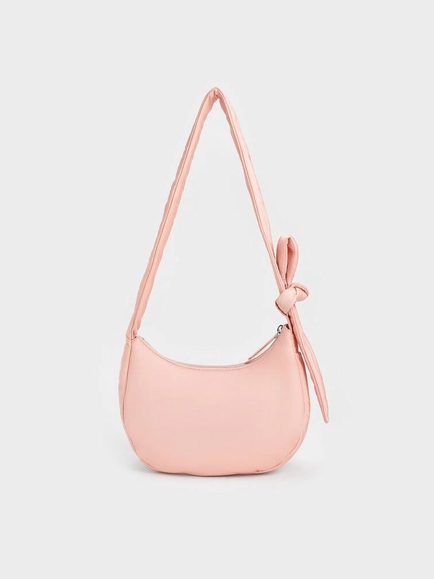 Sac hobo en nylon à noeud Delilah    
         - Rose