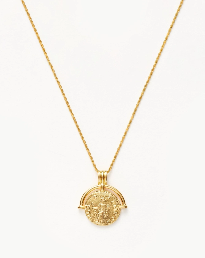 Lucy Williams Medium Engravable Roman Arc Coin Necklace | 18ct Gold Pl