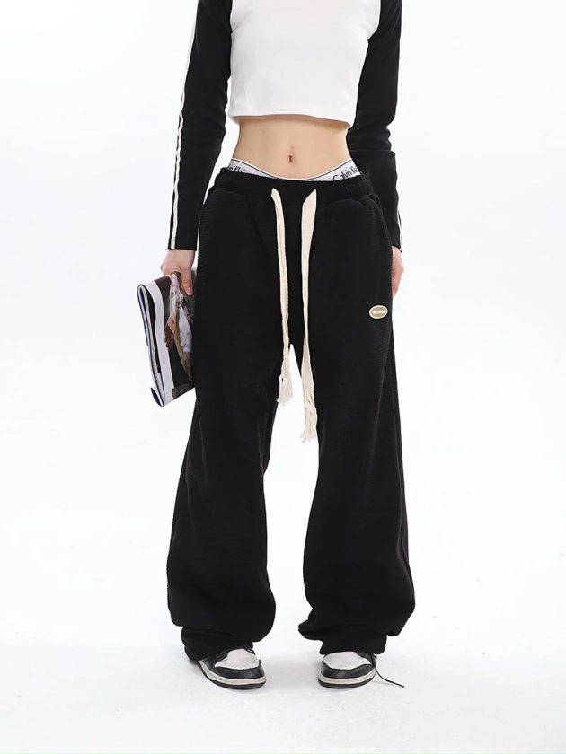 Abril Solid Color Straight Leg High Waisted Sweatpants