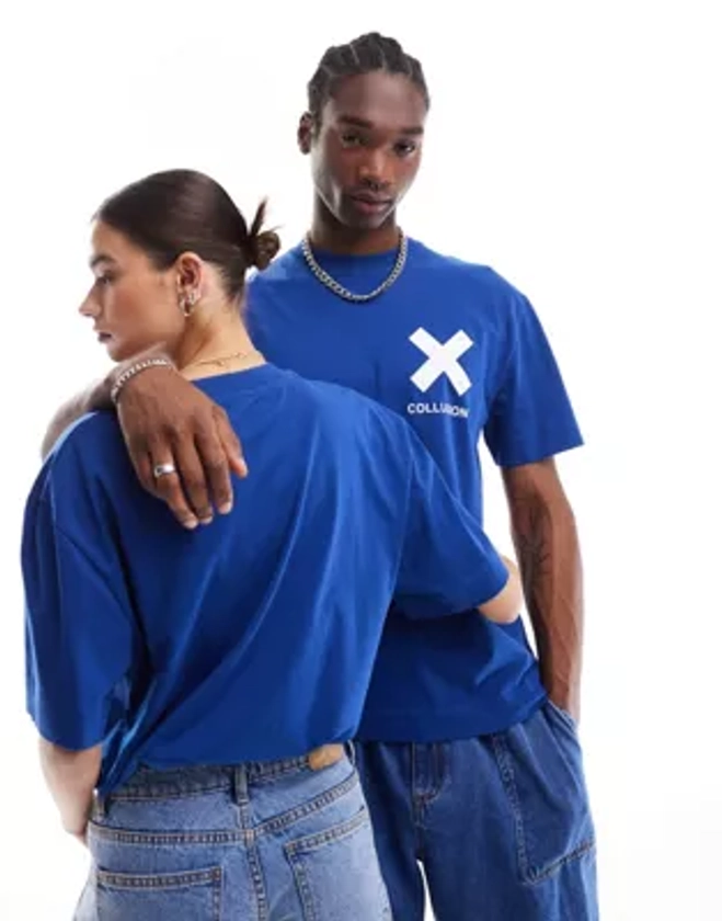 COLLUSION Unisex – T-Shirt in Marineblau mit „X“-Logo | ASOS