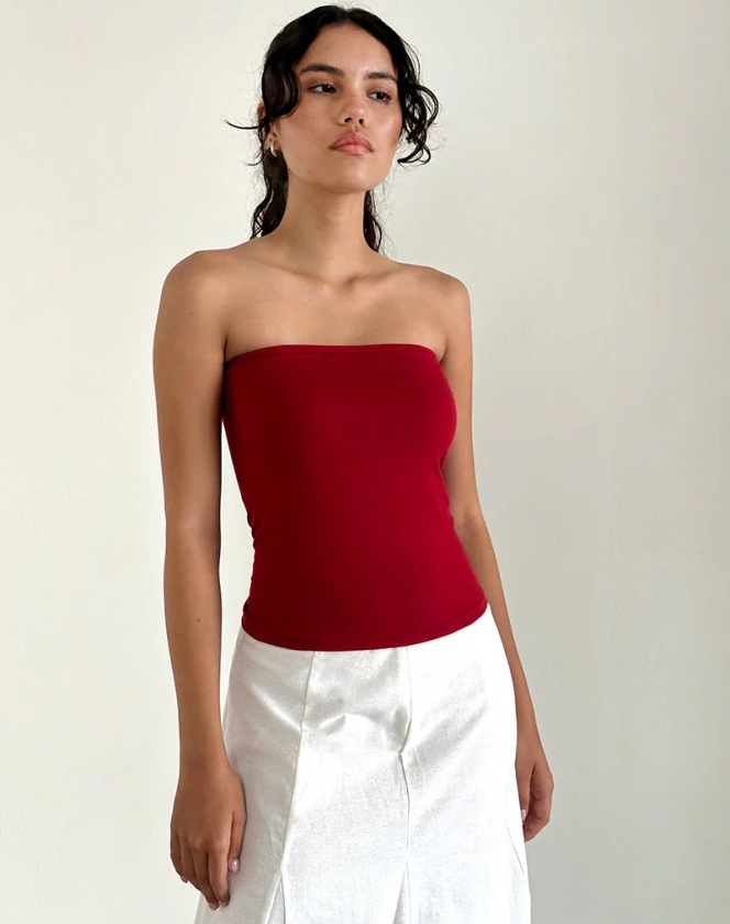 Shaelo Bandeau Top in Adrenaline Red