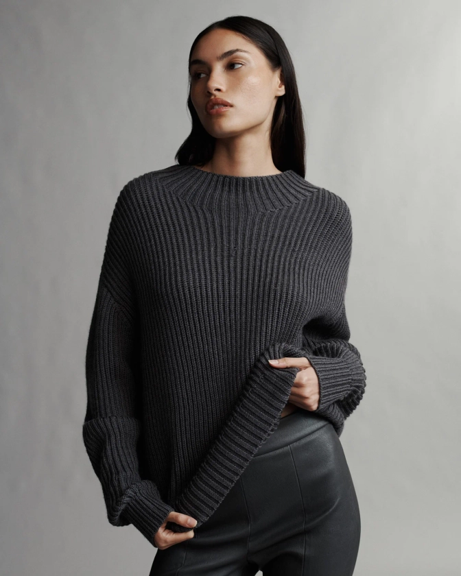 Macie Sweater with Zippers in Harmony Italian Wool