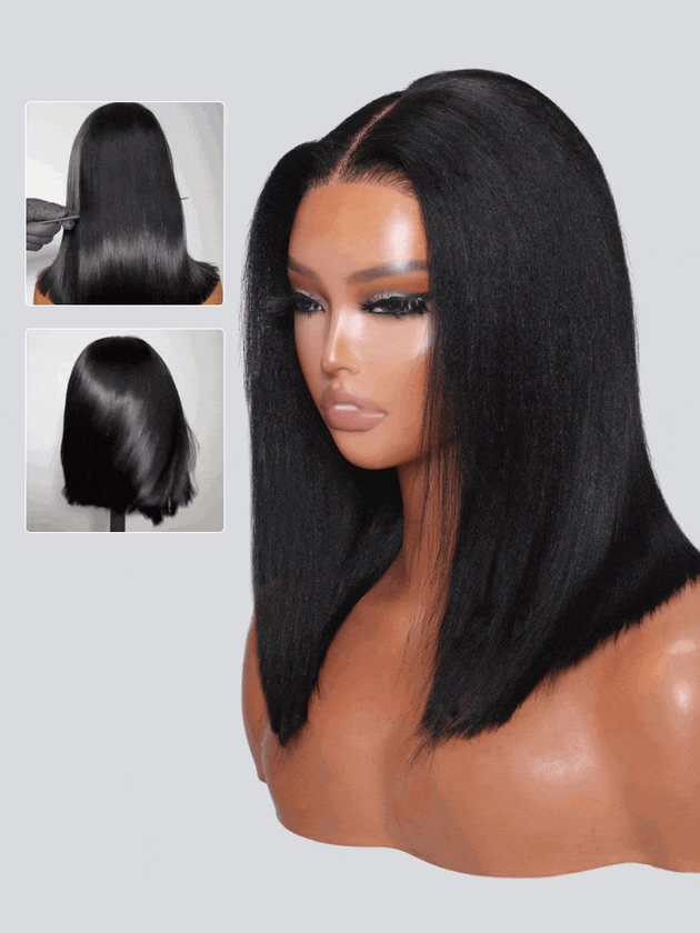 Nadula 50% Off Flash Sale Yaki Bob 13x4 Pre-Bleached Natural Looking Straight Glueless Summer Wig