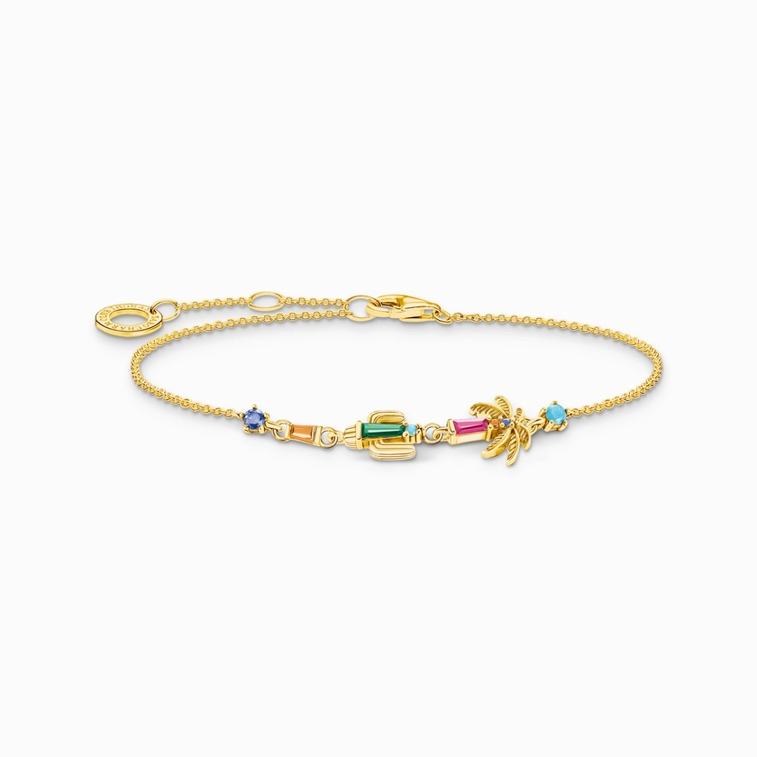 Bracelet arborant un palmier, un cactus et des gemmes multicolores doré | THOMAS SABO