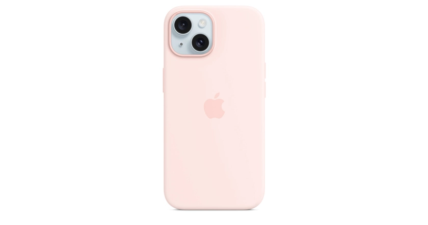 Coque en silicone avec MagSafe pour iPhone 15 - Rose pâle