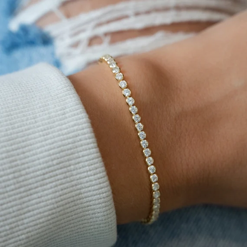 Tennis Bracelet, Gold Tennis Bracelet, Cubic Zirconia Tennis Bracelet, Dainty Bracelet, Diamond Bracelet, Gift for Her, Minimalist Bracelet