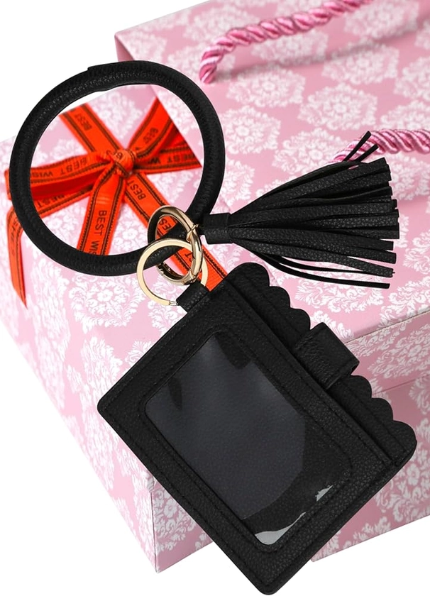 Keychain Wallet for Women Wristlet Wallet Pocket Credit Card Holder Purse Key chain Gift Box & Bag