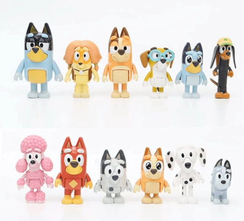 Bluey Dog Action Figure 12 PCS Kids Toy Bingo Bluey & Friends Collection Model